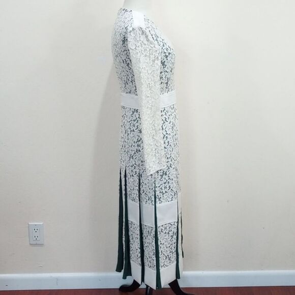 Tory Burch Lace Godet Dress - 4 ~ Ivory / Green - Picture 10 of 16